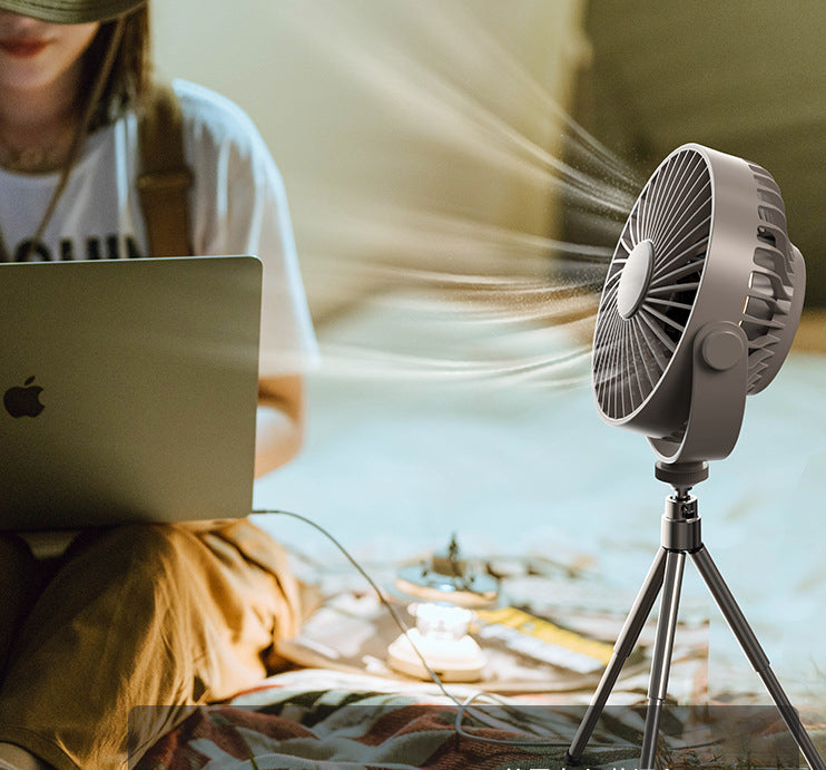 The Apex Tri-Pod Fan: Portable Camping Fan with LED Light, Remote Control, Removable Legs, & Overhead Hanging Option
