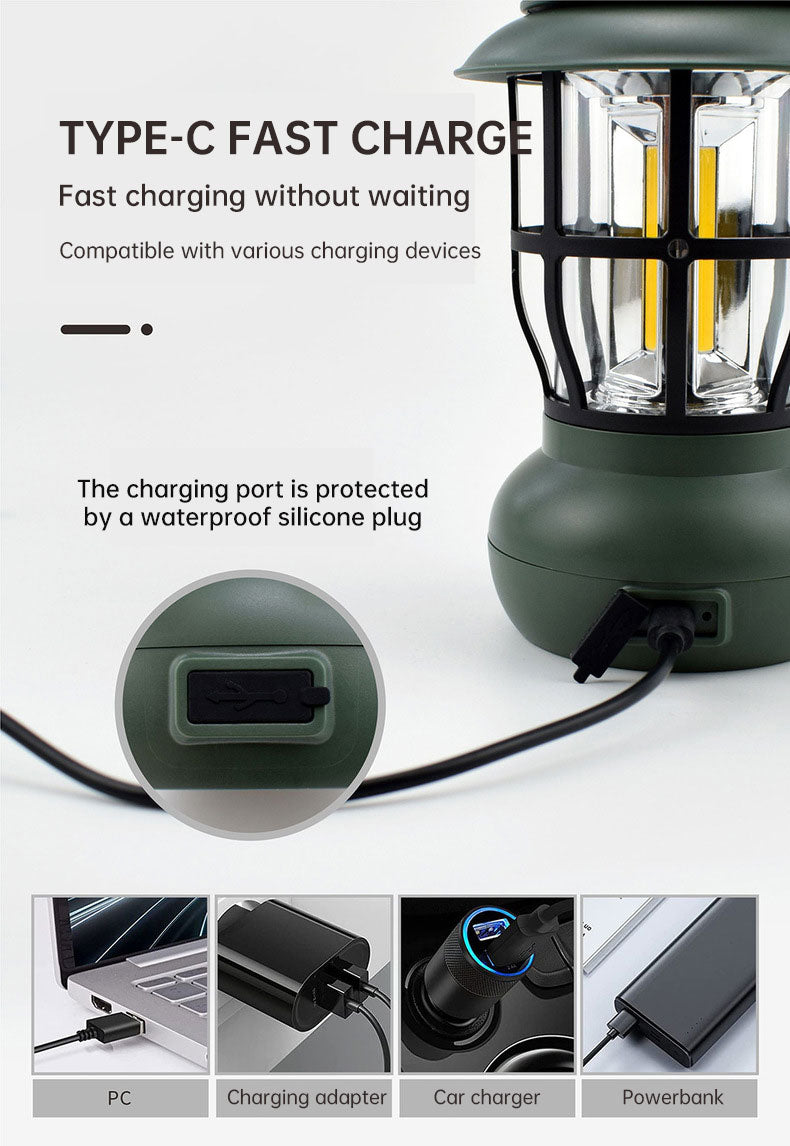 The Wayfarer Rechargeable Lantern: Modern Vintage, USB Charge, LED Camping Light