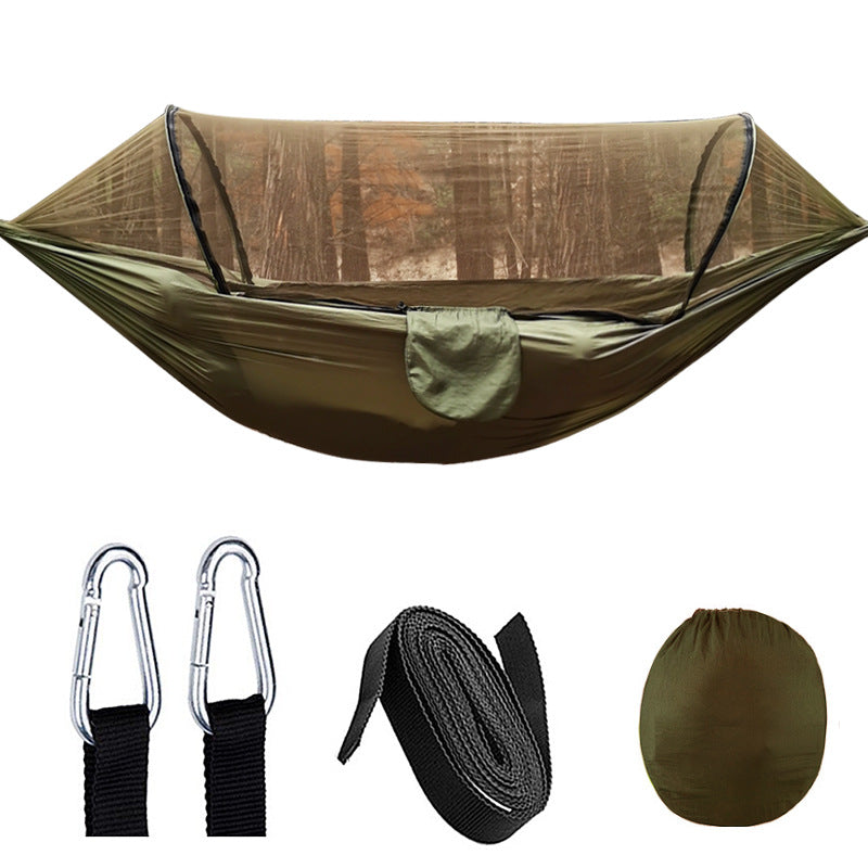 The Canopy-Shield Hammock with Mosquito Net: Quick-Open Protective Camping Hammock