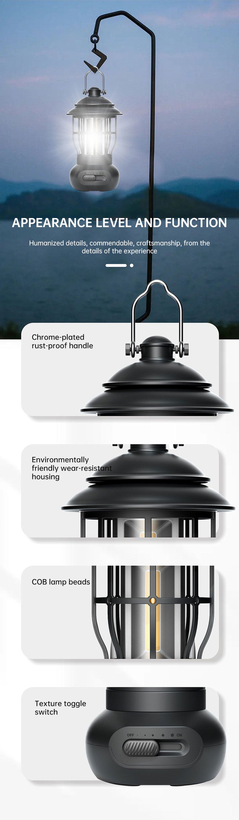 The Wayfarer Rechargeable Lantern: Modern Vintage, USB Charge, LED Camping Light